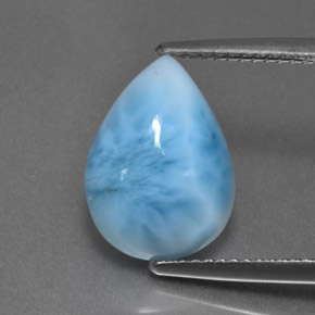 Larimar naturale blu da 5,87 ct, taglio a pera, opaco