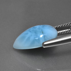 Larimar naturale blu da 5,87 ct, taglio a pera, opaco