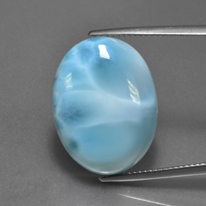 Larimar naturale blu da 24,71 ct, taglio ovale, opaco