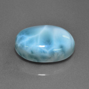 Larimar naturale blu da 24,71 ct, taglio ovale, opaco