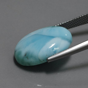 Larimar naturale blu da 15,22 ct, taglio ovale, opaco