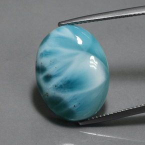 Larimar naturale blu da 15,87 ct, taglio ovale, opaco