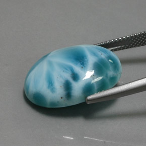 Larimar naturale blu da 15,87 ct, taglio ovale, opaco