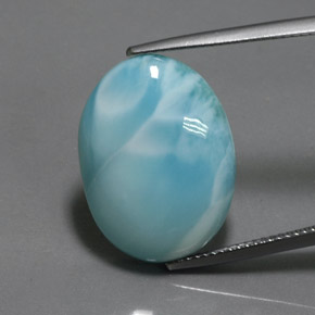 Larimar naturale blu da 15,80 ct, taglio ovale, opaco