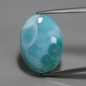 Larimar naturale blu da 14,23 ct, taglio ovale, opaco