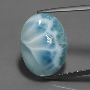 Larimar Blu naturale da 15.33 ct, Taglio ovale, Opaco