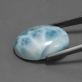 Larimar Blu naturale da 15.33 ct, Taglio ovale, Opaco