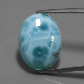 Larimar Blu naturale da 15.77 ct, Taglio ovale, Opaco