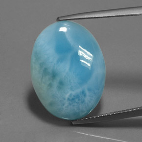 Larimar blu naturale da 11,45 ct, taglio ovale, opaco