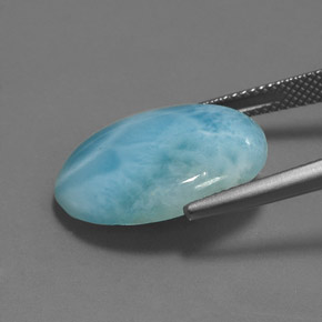 Larimar blu naturale da 11,45 ct, taglio ovale, opaco