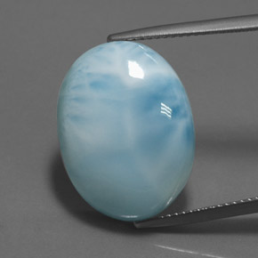 Larimar naturale blu da 18,16 ct, taglio ovale, opaco