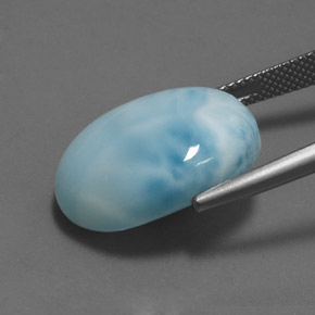 Larimar naturale blu da 18,16 ct, taglio ovale, opaco