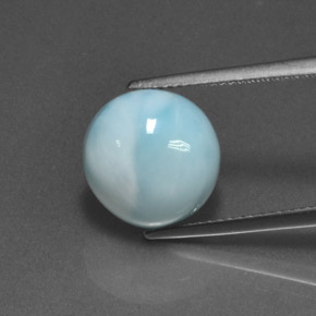 Larimar naturale blu da 6,93 ct, taglio rotondo, opaco
