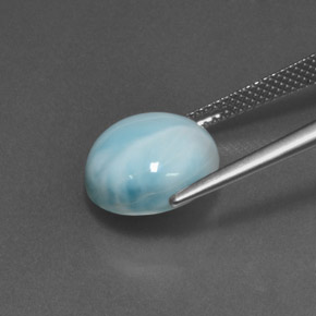 Larimar naturale blu da 6,93 ct, taglio rotondo, opaco