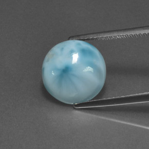 Larimar naturale blu da 4,57 ct, taglio rotondo, opaco