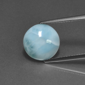 Larimar naturale blu da 4,55 ct, taglio rotondo, opaco