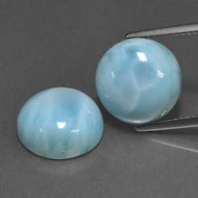 Larimar naturale blu da  ct, taglio rotondo, opaco