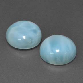 Larimar naturale blu da  ct, taglio rotondo, opaco
