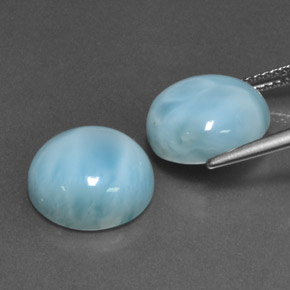 Larimar naturale blu da  ct, taglio rotondo, opaco