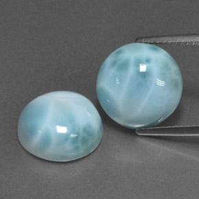 Larimar naturale blu da  ct, taglio rotondo, opaco
