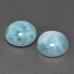 Larimar naturale blu da  ct, taglio rotondo, opaco
