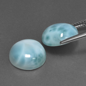 Larimar naturale blu da  ct, taglio rotondo, opaco