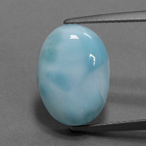 Larimar naturale blu da 6,15 ct, taglio ovale, opaco