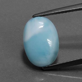 Larimar naturale blu da 3,36 ct, taglio ovale, opaco