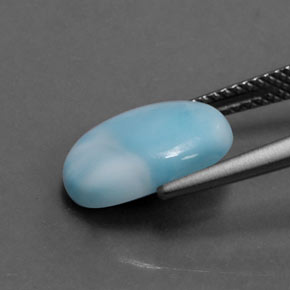 Larimar naturale blu da 3,36 ct, taglio ovale, opaco
