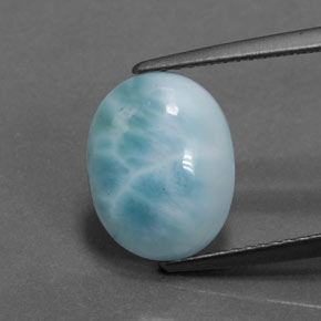 Larimar naturale blu da 3,07 ct, taglio ovale, opaco