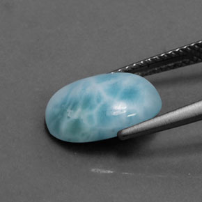 Larimar naturale blu da 3,07 ct, taglio ovale, opaco