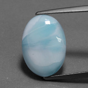 Larimar naturale blu da 5,54 ct, taglio ovale, opaco