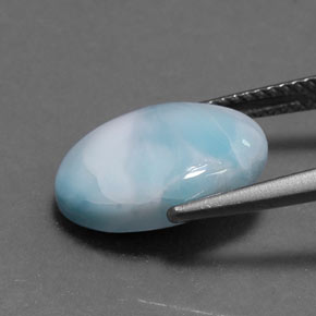 Larimar naturale blu da 5,54 ct, taglio ovale, opaco