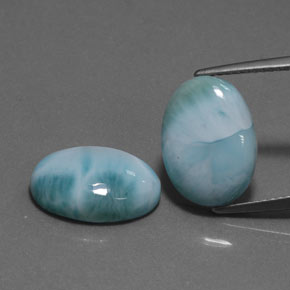Larimar naturale blu da  ct, taglio ovale, opaco