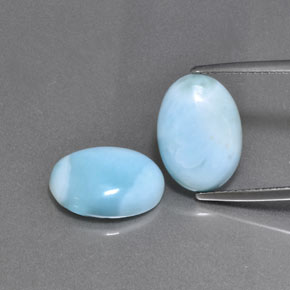 Larimar naturale verde da  ct, taglio ovale, opaco