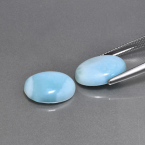 Larimar naturale verde da  ct, taglio ovale, opaco