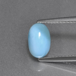 Larimar Blu naturale da 1.90 ct, Taglio ovale, Opaco