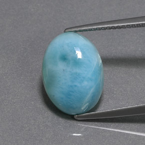 Larimar naturale verde da 6,54 ct, taglio ovale, opaco