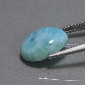 Larimar naturale verde da 6,54 ct, taglio ovale, opaco