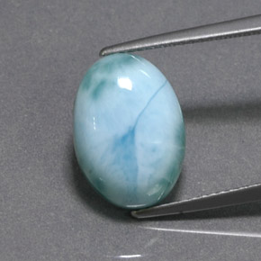 Larimar Blu verde naturale da 6,90 ct, Taglio ovale, Opaco
