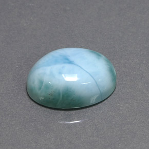 Larimar Blu verde naturale da 6,90 ct, Taglio ovale, Opaco