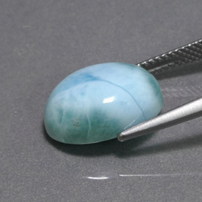 Larimar Blu verde naturale da 6,90 ct, Taglio ovale, Opaco