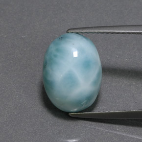 Larimar naturale verde da 8,07 ct, taglio ovale, opaco