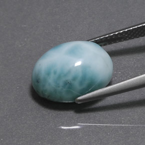Larimar naturale verde da 8,07 ct, taglio ovale, opaco