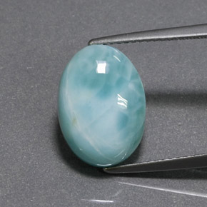 Larimar naturale verde da 6,80 ct, taglio ovale, opaco