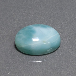 Larimar naturale verde da 6,80 ct, taglio ovale, opaco