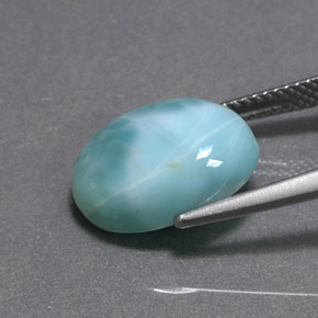 Larimar naturale verde da 6,80 ct, taglio ovale, opaco