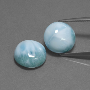 Larimar naturale verde da  ct, taglio rotondo, opaco