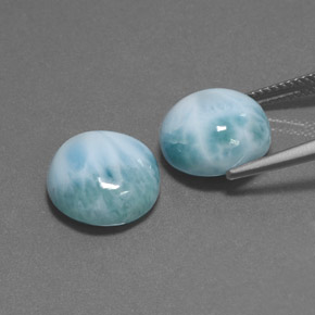 Larimar naturale verde da  ct, taglio rotondo, opaco
