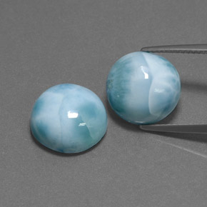 Larimar naturale verde da  ct, taglio rotondo, opaco